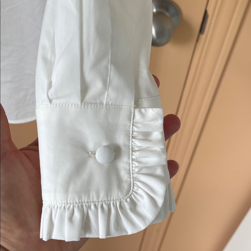 MaxMara Ivory Ruffled Neck Long line Blouse or Tunic - Picture 3 of 6